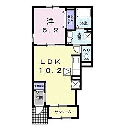 フロイデ・カナゲン三島2 1LDKの間取図画像