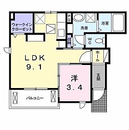 グランディール枝堀A 1LDKの間取図画像