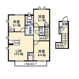 シャーメゾン西泉　Ａ棟 2階3LDKの間取り