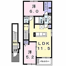 ドリーム・本町A 2LDKの間取図画像