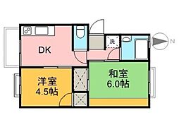 ベルデハイツ 1階2DKの間取り