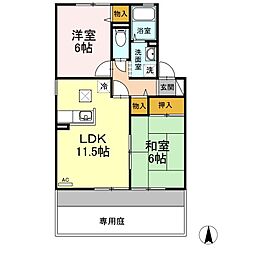 シャンポール　II 1階2LDKの間取り