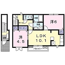 クリスタル　I 2階2LDKの間取り