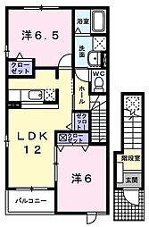 プリムローズ　Ｂ 2階2LDKの間取り
