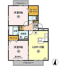カサ・フェリス 2LDKの間取図画像