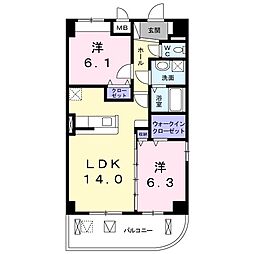 サザンクロス 2LDKの間取図画像