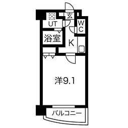 シティ連坊 2階1Kの間取り