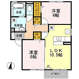 サンパティークB 2LDKの間取図画像