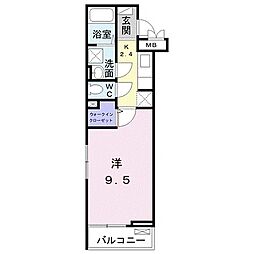 パルフェット島田本町 1Kの間取図画像