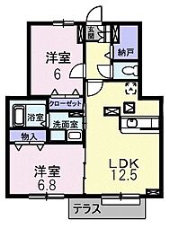 グレイスドゥー 2LDKの間取図画像