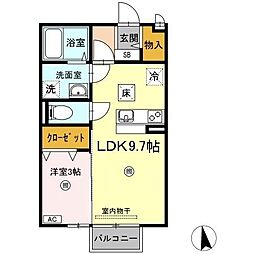 グランモア・浅沼 1階1LDKの間取り