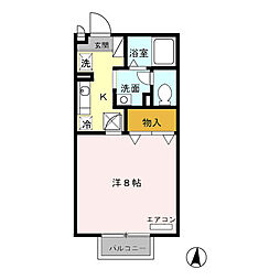 アンビシャス 1Kの間取図画像
