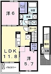 ジュワイユー・ベル1 2LDKの間取図画像