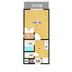 ベルメゾン 1Kの間取図画像