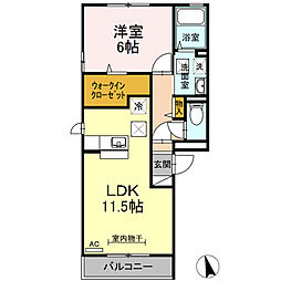 ラブラドールII 1階1LDKの間取り