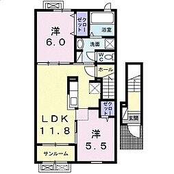 デァ・マーサ2 2LDKの間取図画像