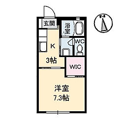 グリーンビュー　　Ａ棟 2階1Kの間取り