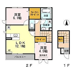 Mel-Court 2階2LDKの間取り