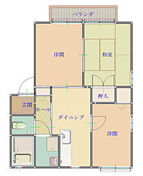 ファミールＫI 2階3DKの間取り
