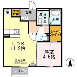 スライヴ 2階1LDKの間取り