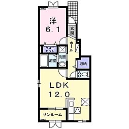 グランドパレスＡ 1階1LDKの間取り
