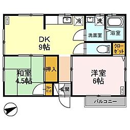 Yコーポ 2DKの間取図画像