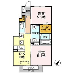 セジュールココア 2DKの間取図画像