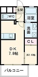 studie4小倉離宮 1LDKの間取図画像