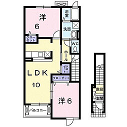 プロミネント 2階2LDKの間取り