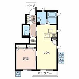 シャーメゾン九鹿 1LDKの間取図画像