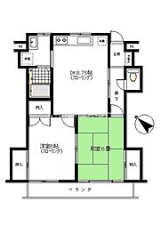 アインハイム2 2DKの間取図画像