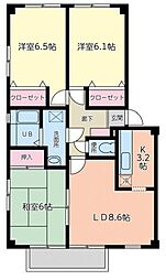 フォブール春日I 1階3LDKの間取り