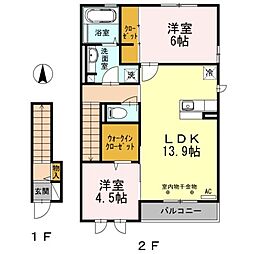 クレールコンフォート 2LDKの間取図画像