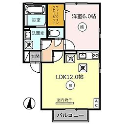 プランドール・陽明 1階1LDKの間取り