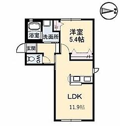 アマービレ　2ND 101 1階1LDKの間取り