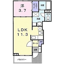 ラ・サリータ 1階1LDKの間取り
