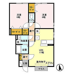 パパ・ノエール 1階2LDKの間取り