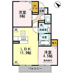 D-roomみやこBAL 2LDKの間取図画像
