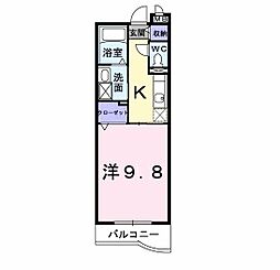 ダイアモンド　エフ 2階1Kの間取り