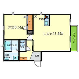 YKメゾン旭が丘 1LDKの間取図画像