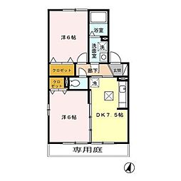 グランモア貝津C 2DKの間取図画像