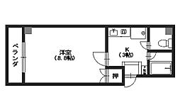 プルニエ長束II 3階1Kの間取り