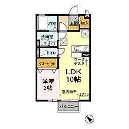 JR鹿島線 鹿島神宮駅 バス20分 深芝南下車 徒歩5分の賃貸アパート 1階1LDKの間取り