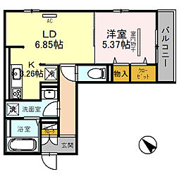 グランアクア 1LDKの間取図画像