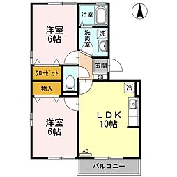グランドソレーユC 2LDKの間取図画像