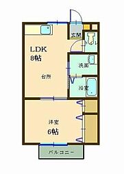 メゾンド693 2階1LDKの間取り