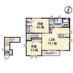 クラヴィエA 2LDKの間取図画像