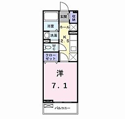 ライズヒルA 1Kの間取図画像