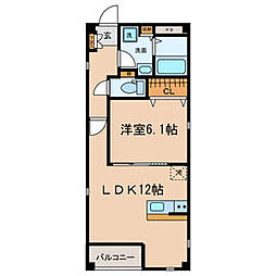 LUCE II 3階1LDKの間取り