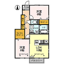 ルミエール ベガ 1階2LDKの間取り